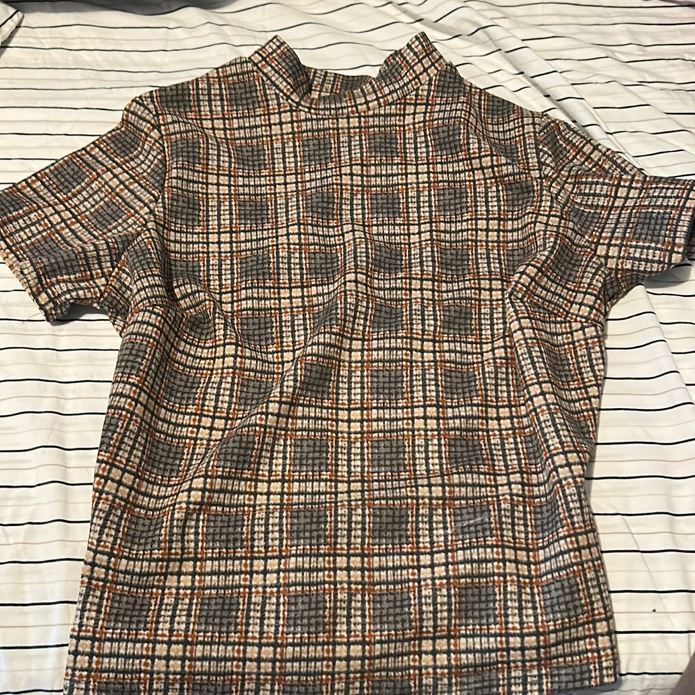 Willow root plaid mock neck top